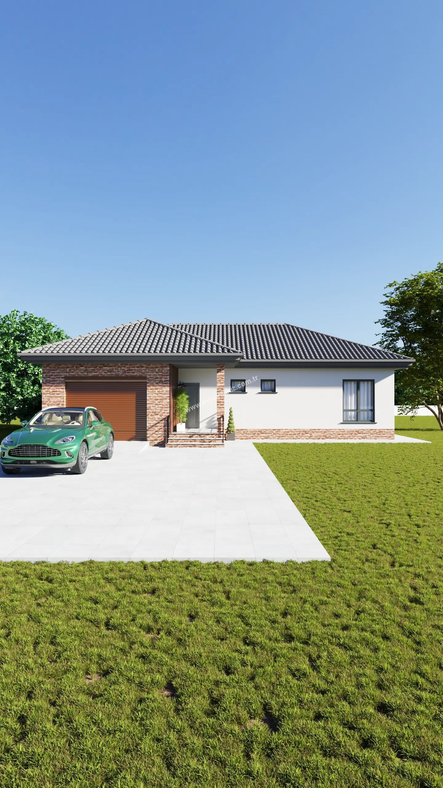 3+1 Garajlı Müstakil Ev Planı